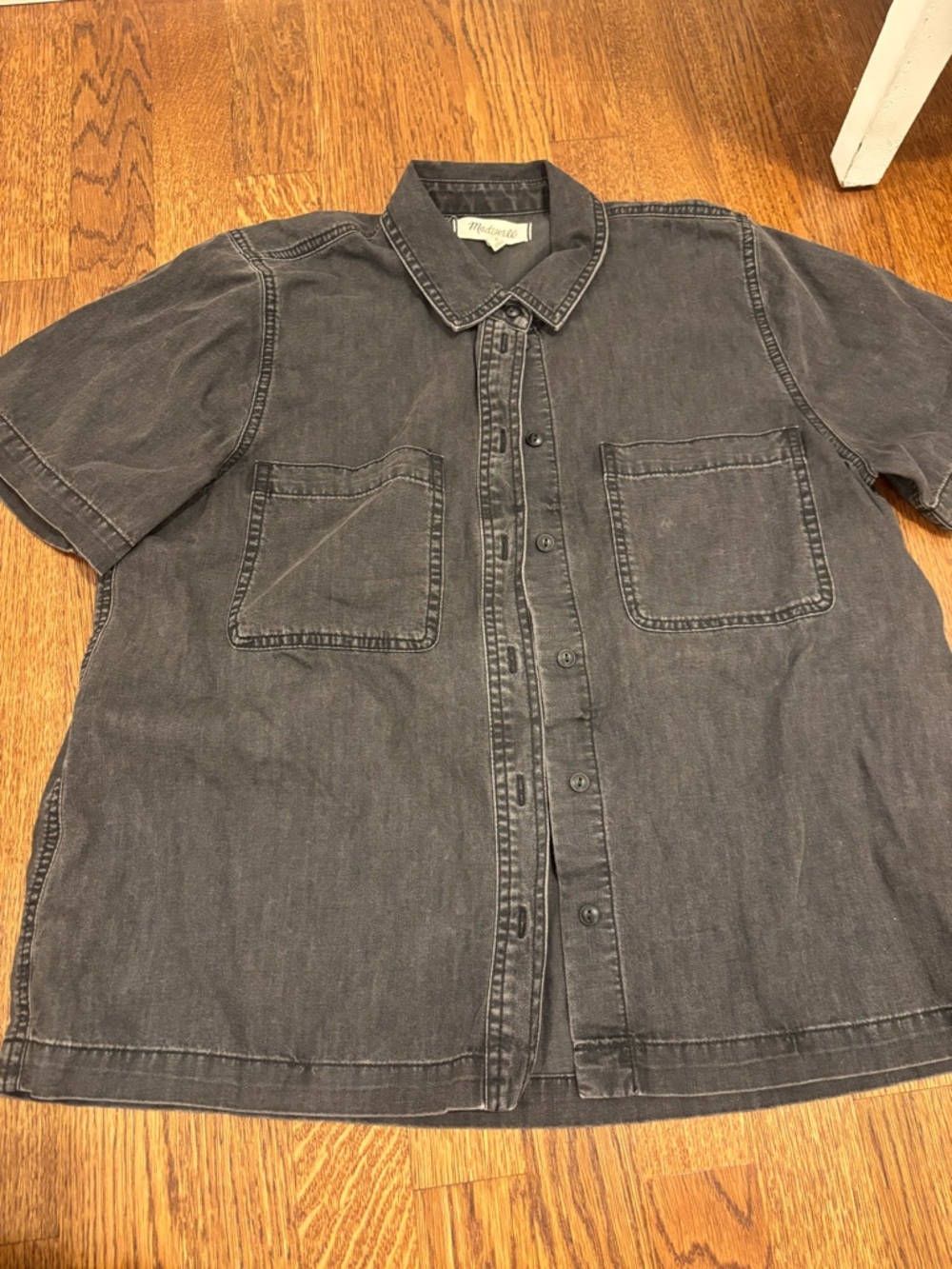 Madewell Washed Charcoal Short-Sleeve Button-Down Shirt